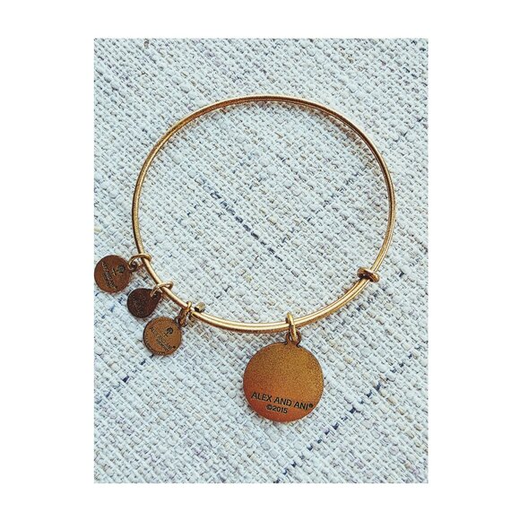 Alex and Ani Gold Saint Christopher Charm Bangle Bracelet Adjustable, Retired - Picture 2 of 4